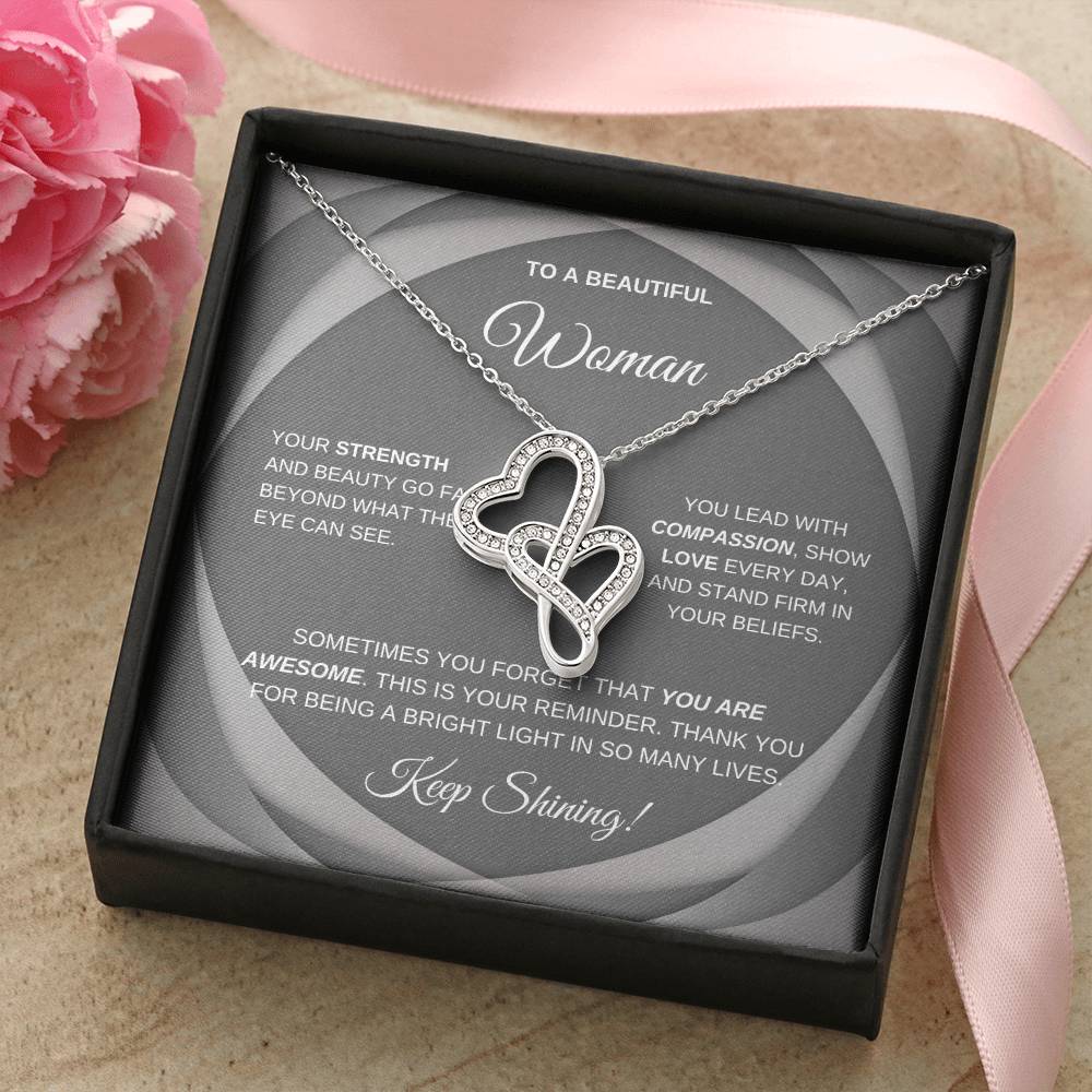 Double Heart Necklace for Sister, Friend
