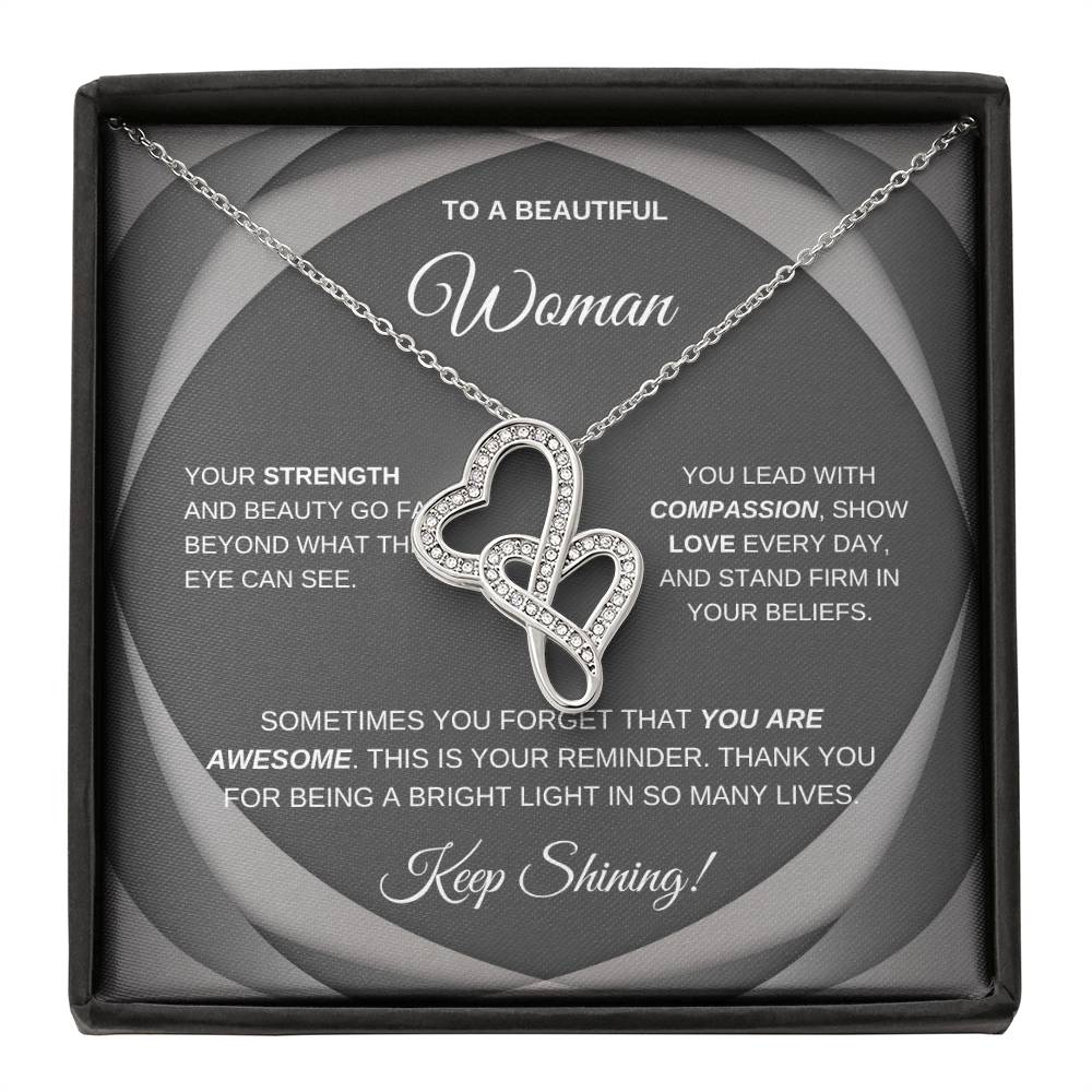Double Heart Necklace for Sister, Friend