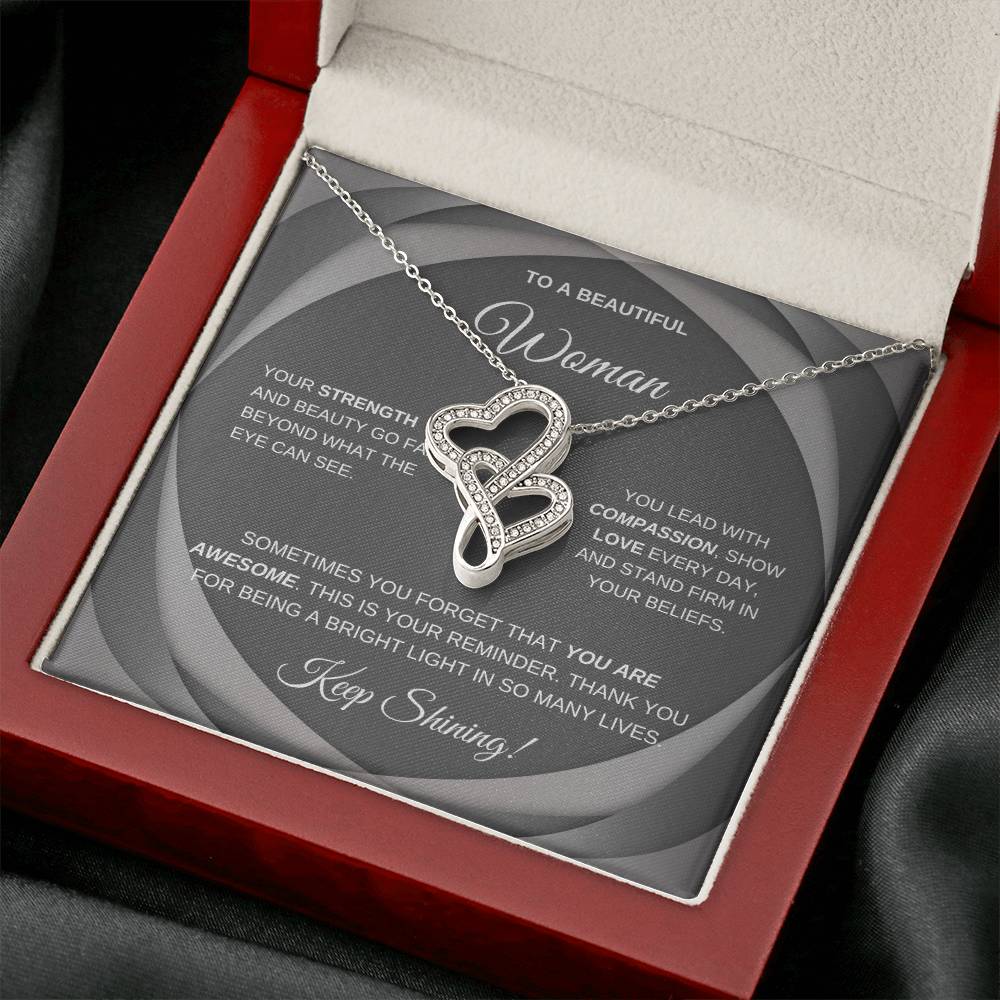 Double Heart Necklace for Sister, Friend