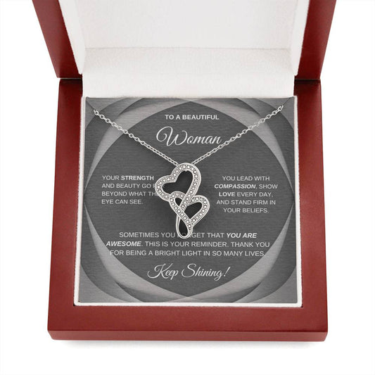 Double Heart Necklace for Sister, Friend