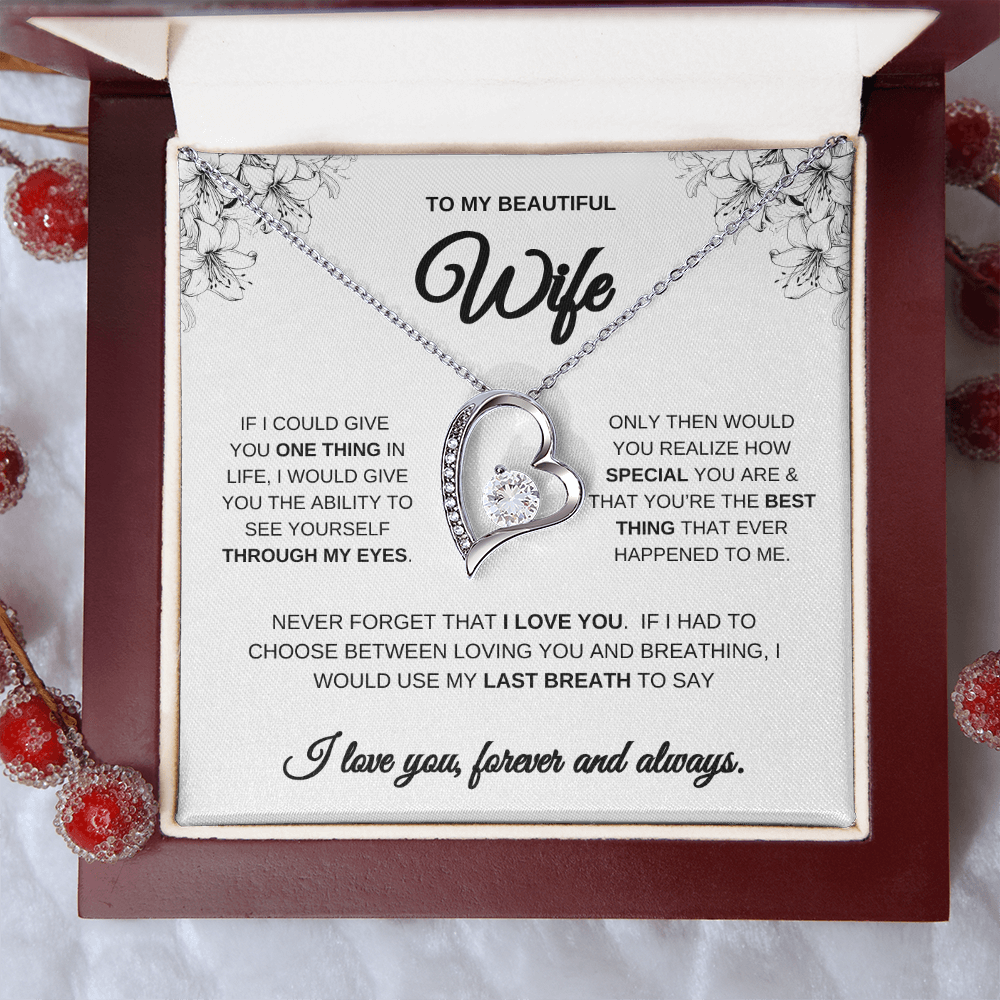 To My Beautiful Wife Forever Heart Necklace | Wife Gift | Wife Anniversary Gift | Wife Surprise Gift