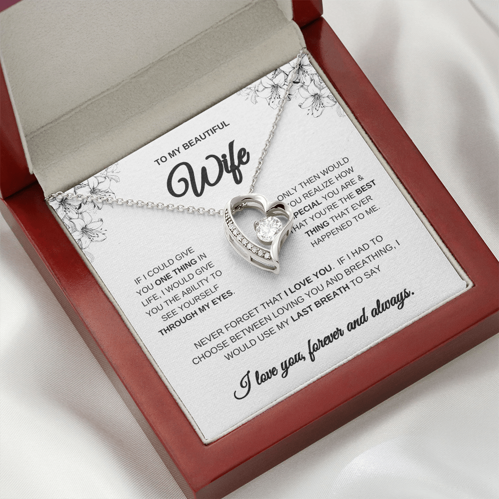 To My Beautiful Wife Forever Heart Necklace | Wife Gift | Wife Anniversary Gift | Wife Surprise Gift