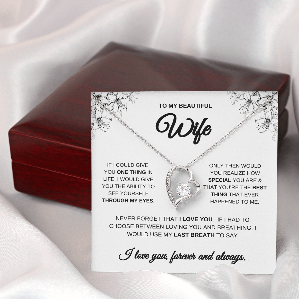 To My Beautiful Wife Forever Heart Necklace | Wife Gift | Wife Anniversary Gift | Wife Surprise Gift