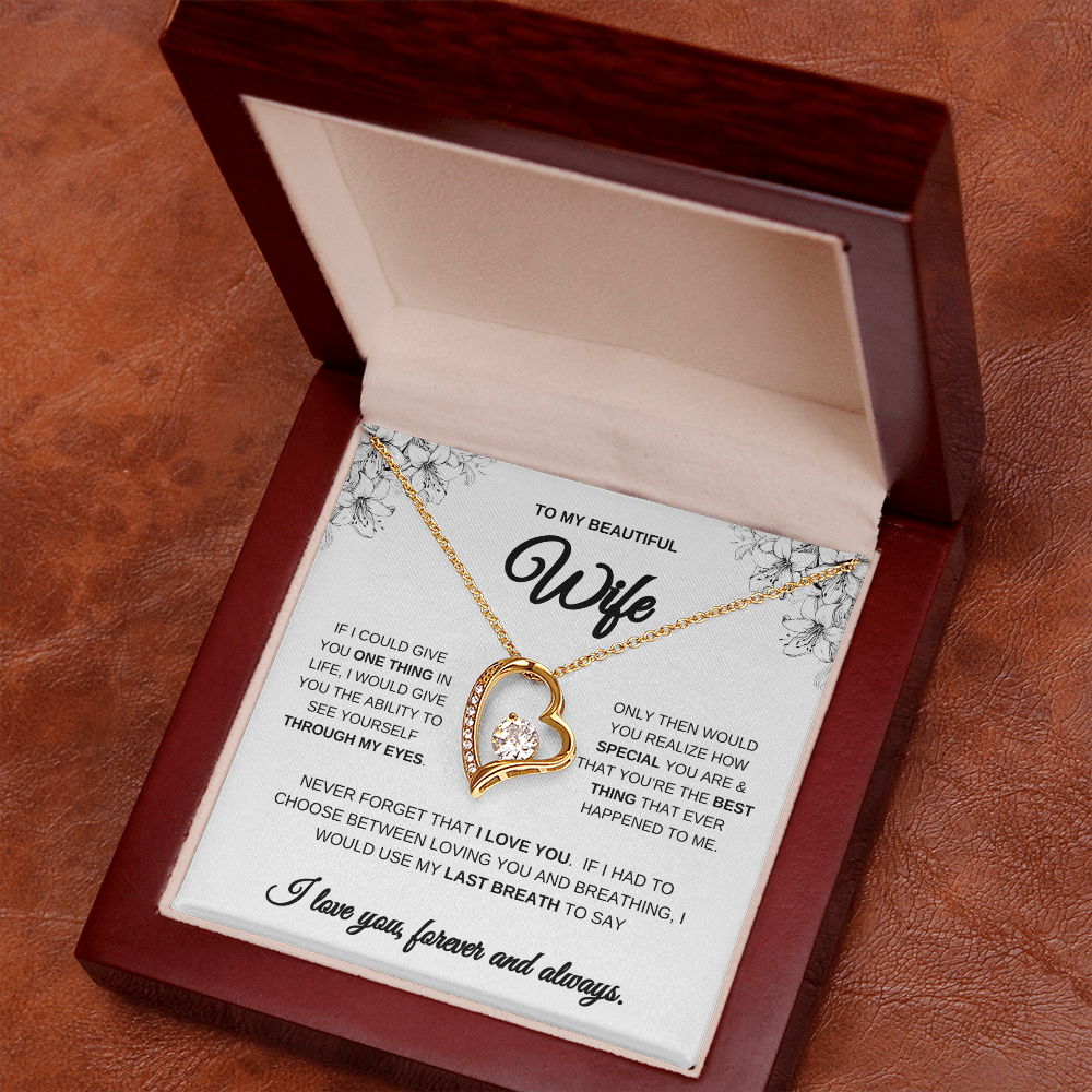 To My Beautiful Wife Forever Heart Necklace | Wife Gift | Wife Anniversary Gift | Wife Surprise Gift