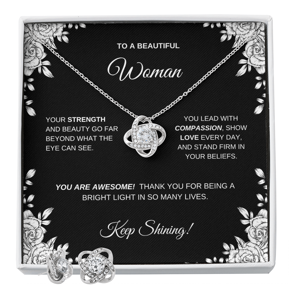 Earring and Necklace Love Knot Set for Friend | Mom | Daughter| Wife | Sister| Bridesmaid