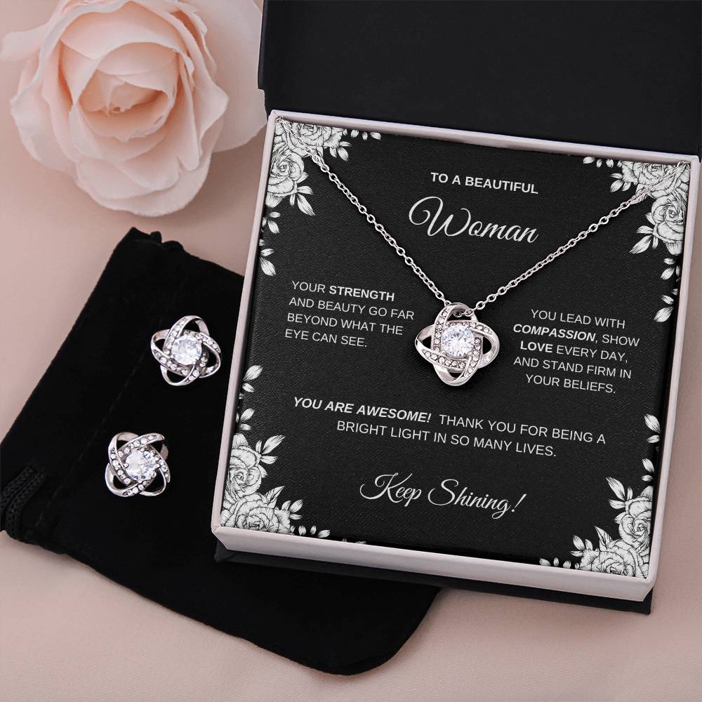 Earring and Necklace Love Knot Set for Friend | Mom | Daughter| Wife | Sister| Bridesmaid