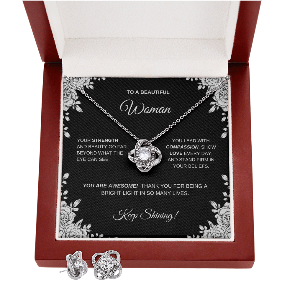 Earring and Necklace Love Knot Set for Friend | Mom | Daughter| Wife | Sister| Bridesmaid