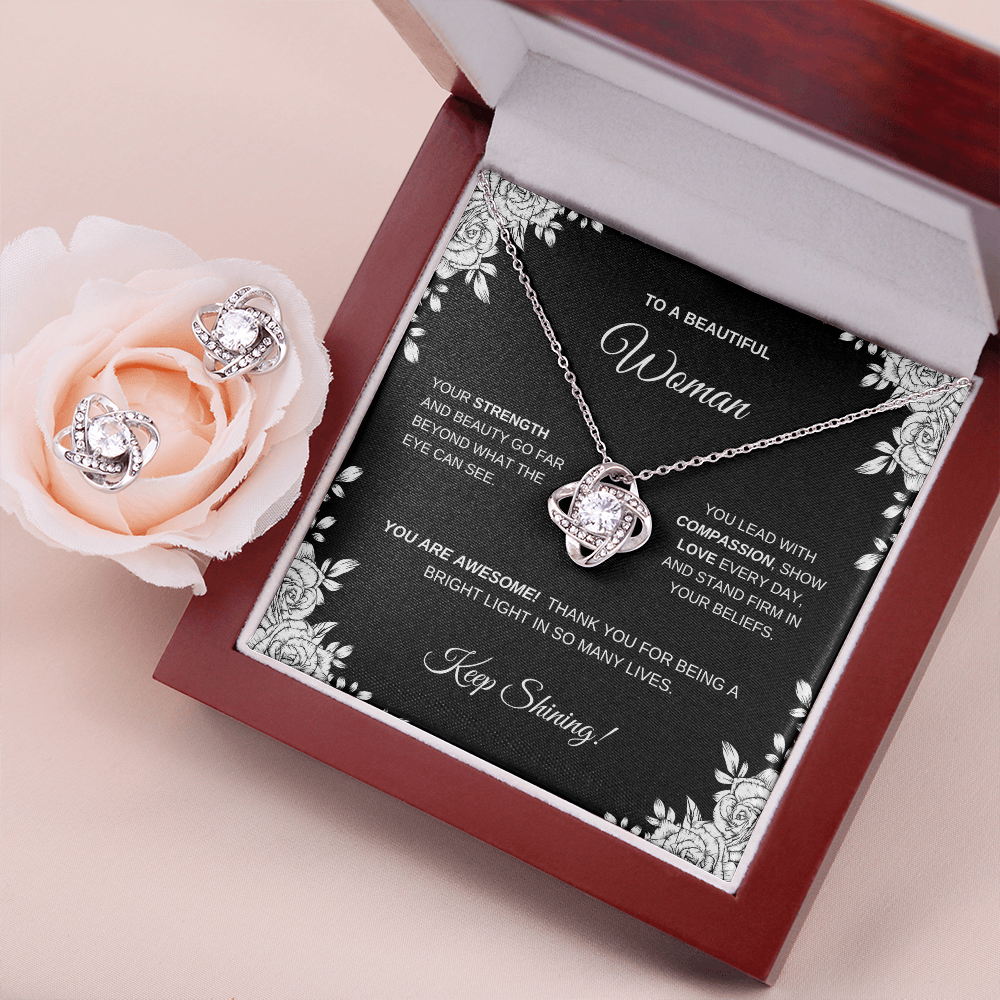 Earring and Necklace Love Knot Set for Friend | Mom | Daughter| Wife | Sister| Bridesmaid