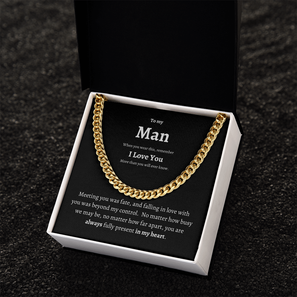 To My Man Cuban Chain | Boyfriend Necklace | Boyfriend Gift | Anniversary Gift