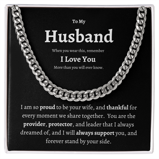To my Husband Cuban Chain | Husband Gift | Heartfelt Message to Husband