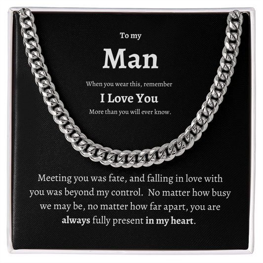 To My Man Cuban Chain | Boyfriend Necklace | Boyfriend Gift | Anniversary Gift