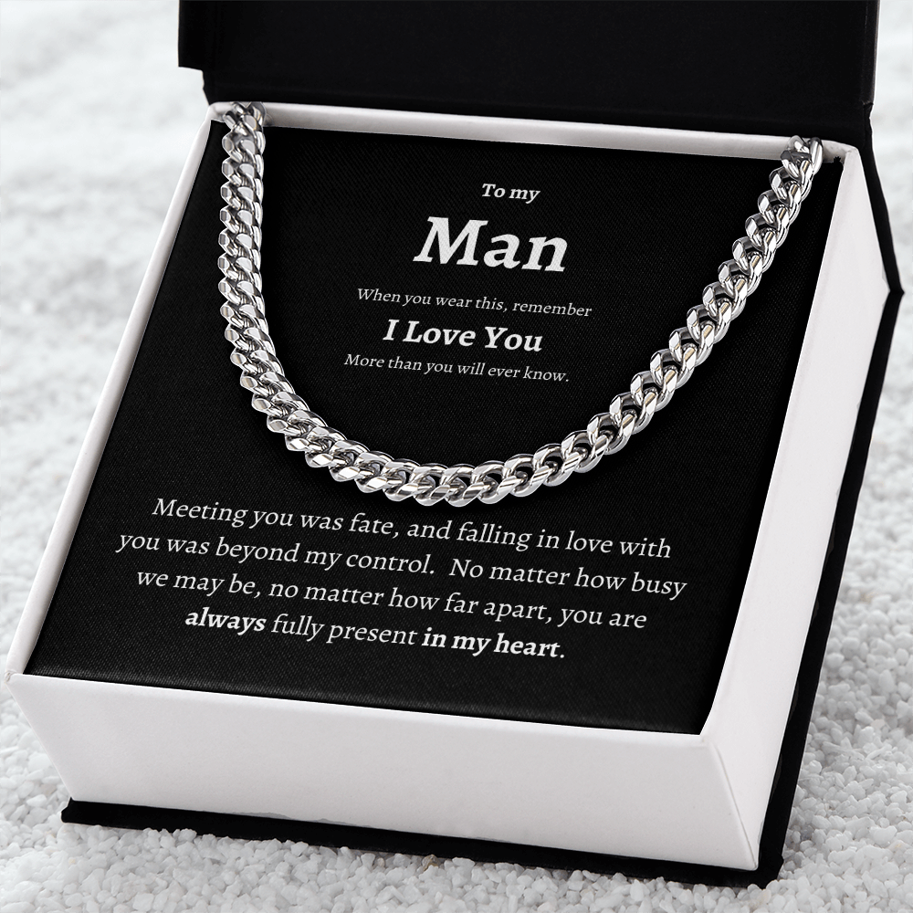 To My Man Cuban Chain | Boyfriend Necklace | Boyfriend Gift | Anniversary Gift