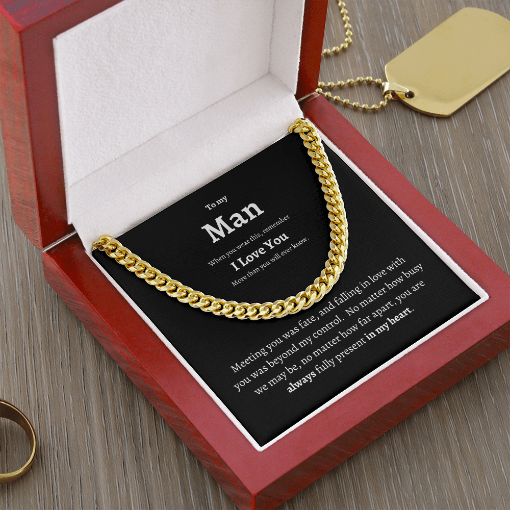 To My Man Cuban Chain | Boyfriend Necklace | Boyfriend Gift | Anniversary Gift