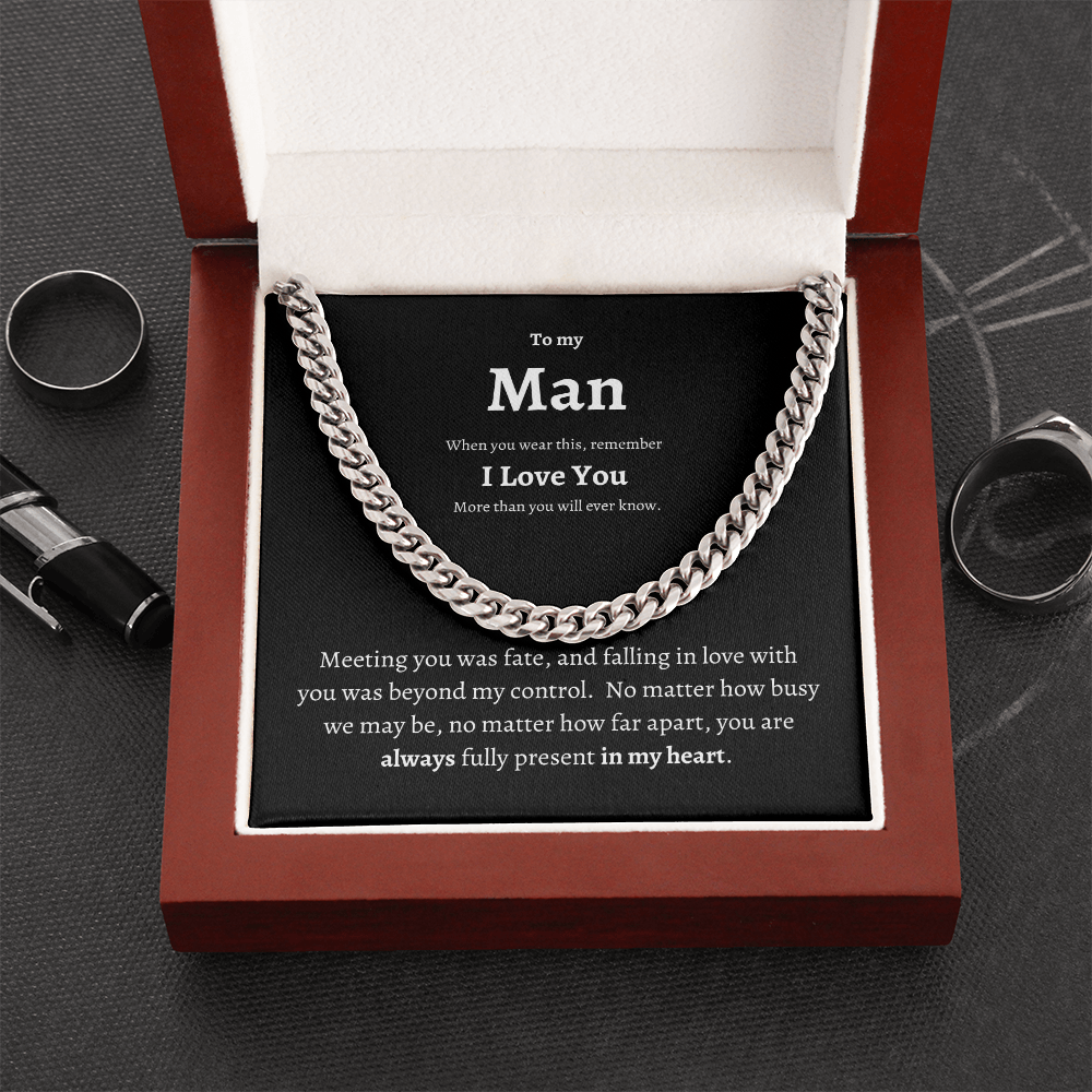 To My Man Cuban Chain | Boyfriend Necklace | Boyfriend Gift | Anniversary Gift