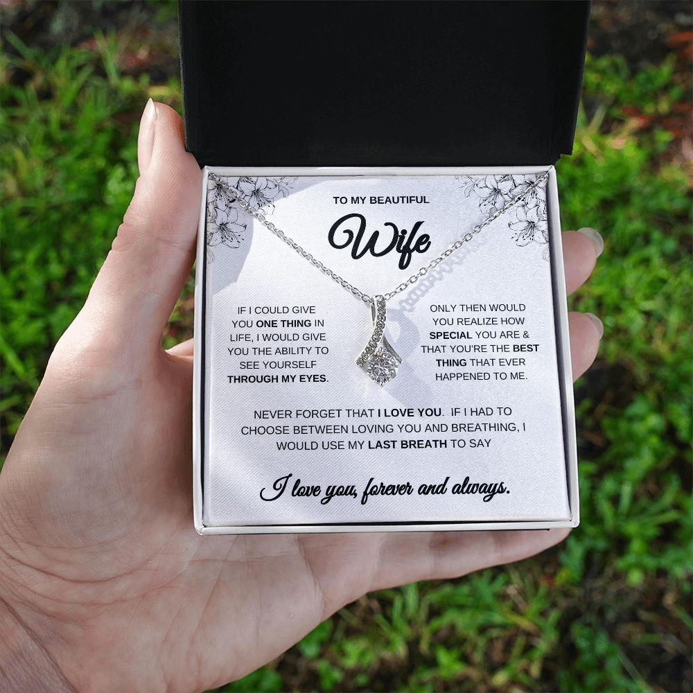 Beautiful Wife Alluring Necklace | Heartfelt Message | Anniversary Gift for Wife