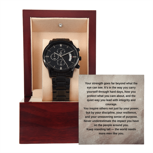 Men's Black Chronograph Watch | Graduation Gift | Thank You Gift