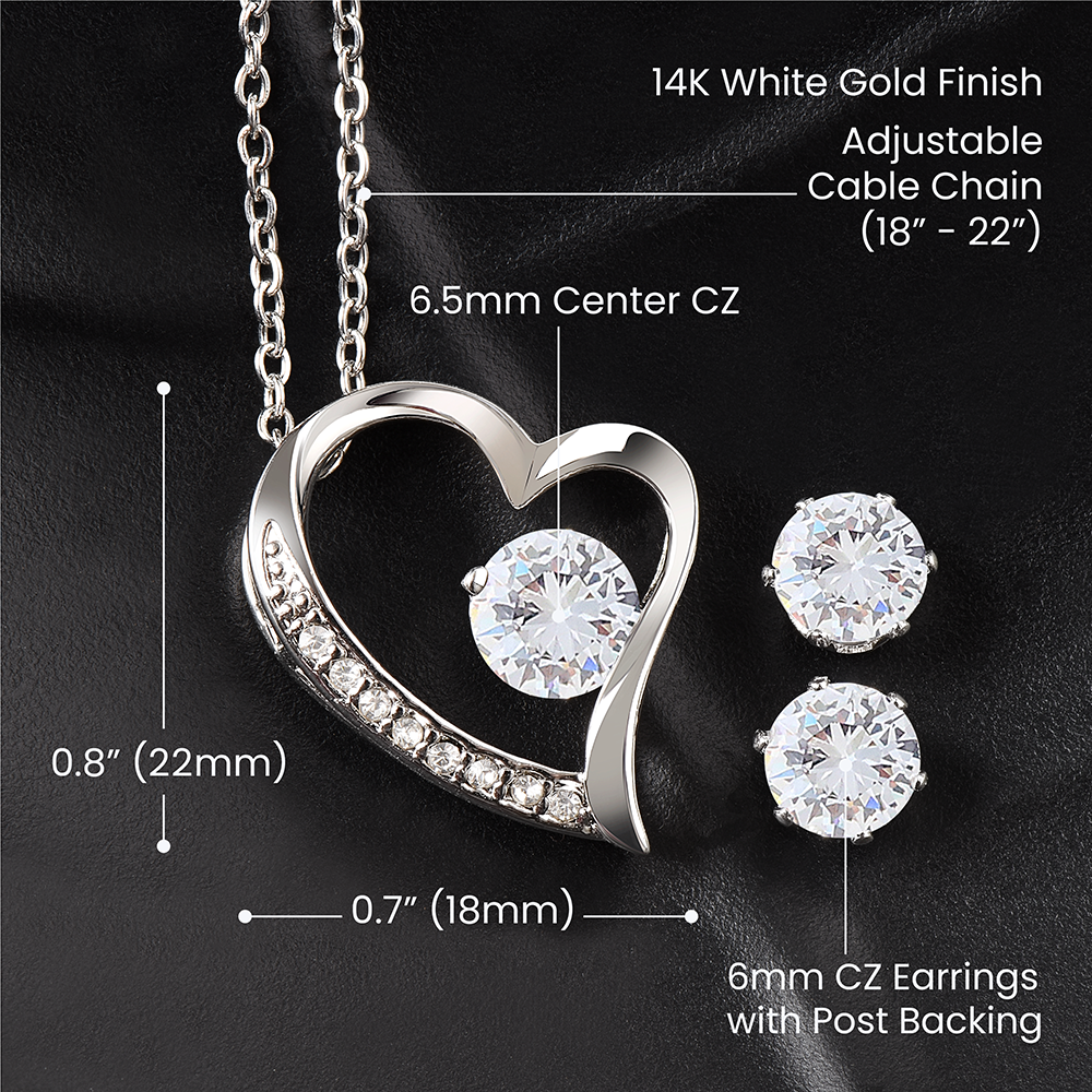 Earring and Necklace Heart Set for Mom | Daughter| Wife | Sister| Bridesmaids | Friend