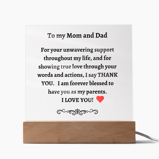 Gift for Parents | Acrylic I Love You Plaque