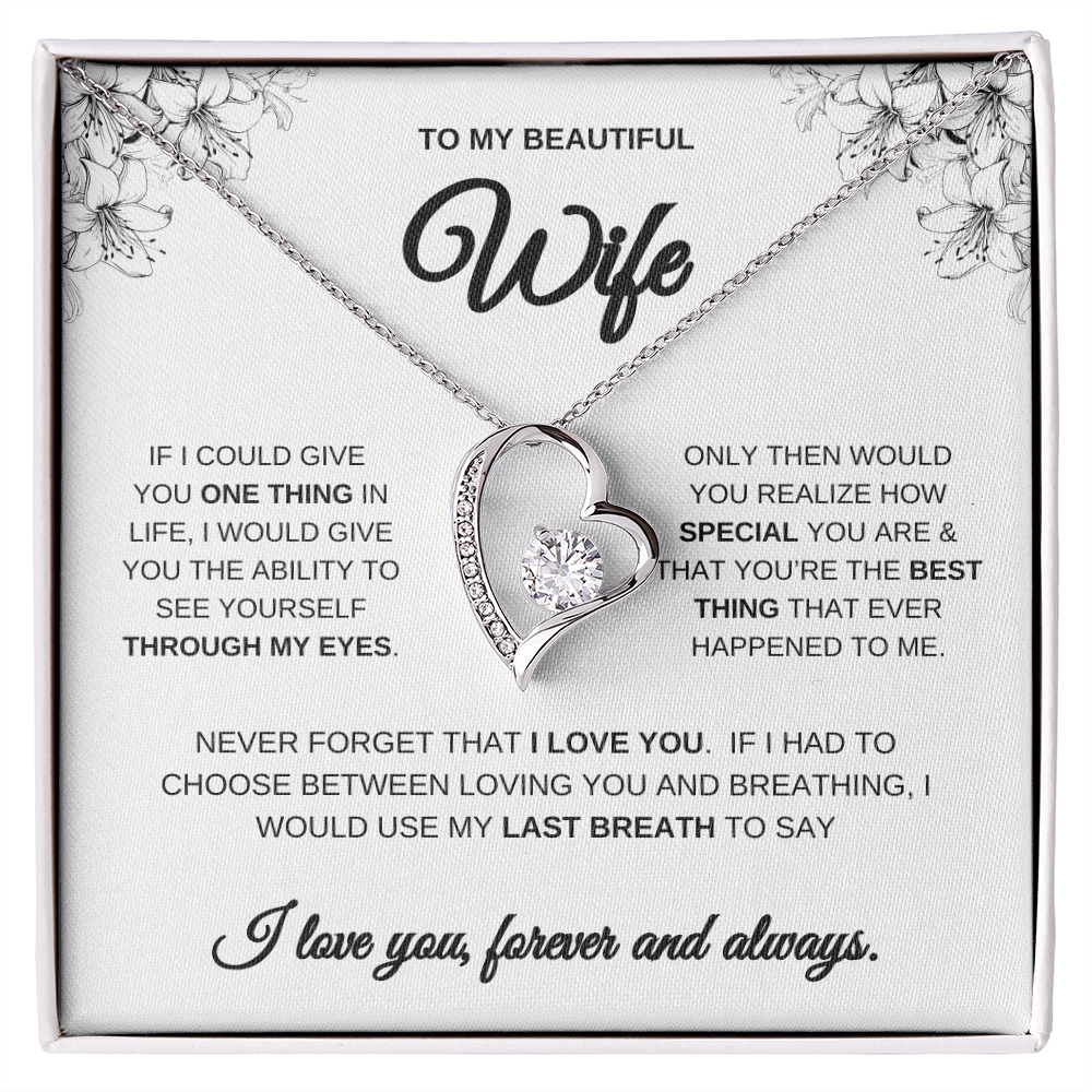 To My Beautiful Wife Forever Heart Necklace | Wife Gift | Wife Anniversary Gift | Wife Surprise Gift