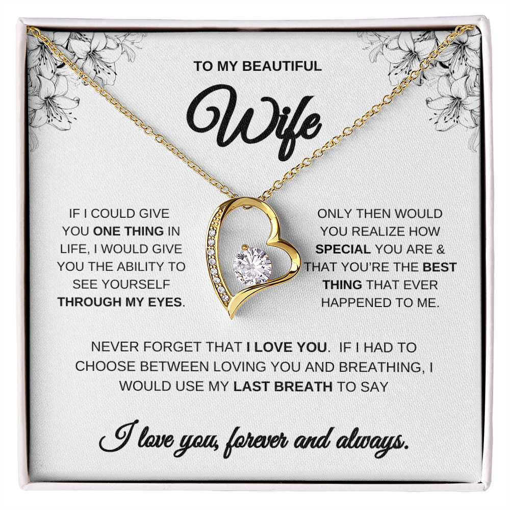 To My Beautiful Wife Forever Heart Necklace | Wife Gift | Wife Anniversary Gift | Wife Surprise Gift