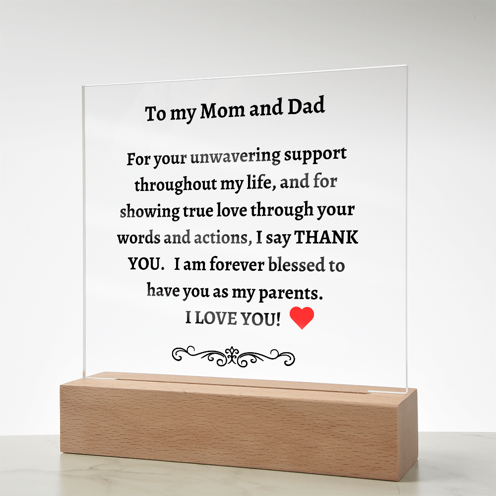 Gift for Parents | Acrylic I Love You Plaque