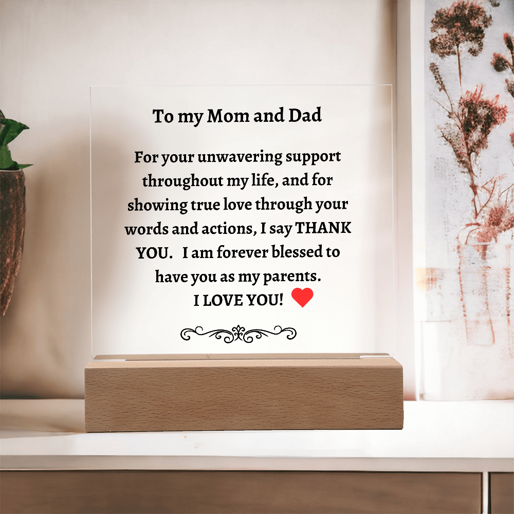 Gift for Parents | Acrylic I Love You Plaque