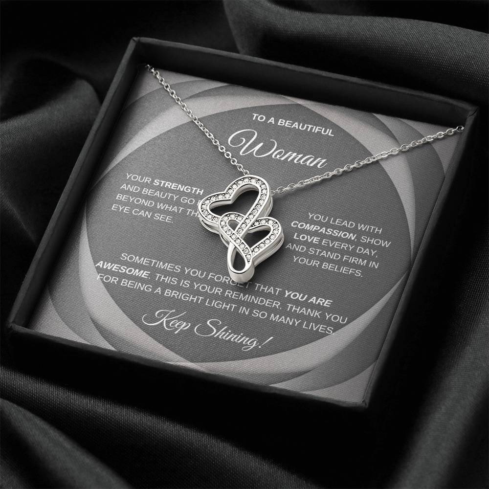 Double Heart Necklace for Sister, Friend