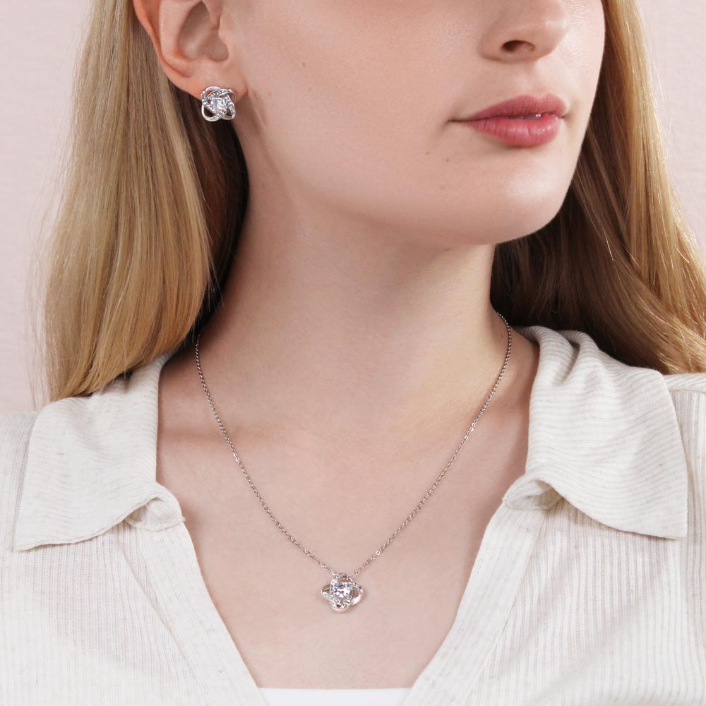Earring and Necklace Love Knot Set for Friend | Mom | Daughter| Wife | Sister| Bridesmaid