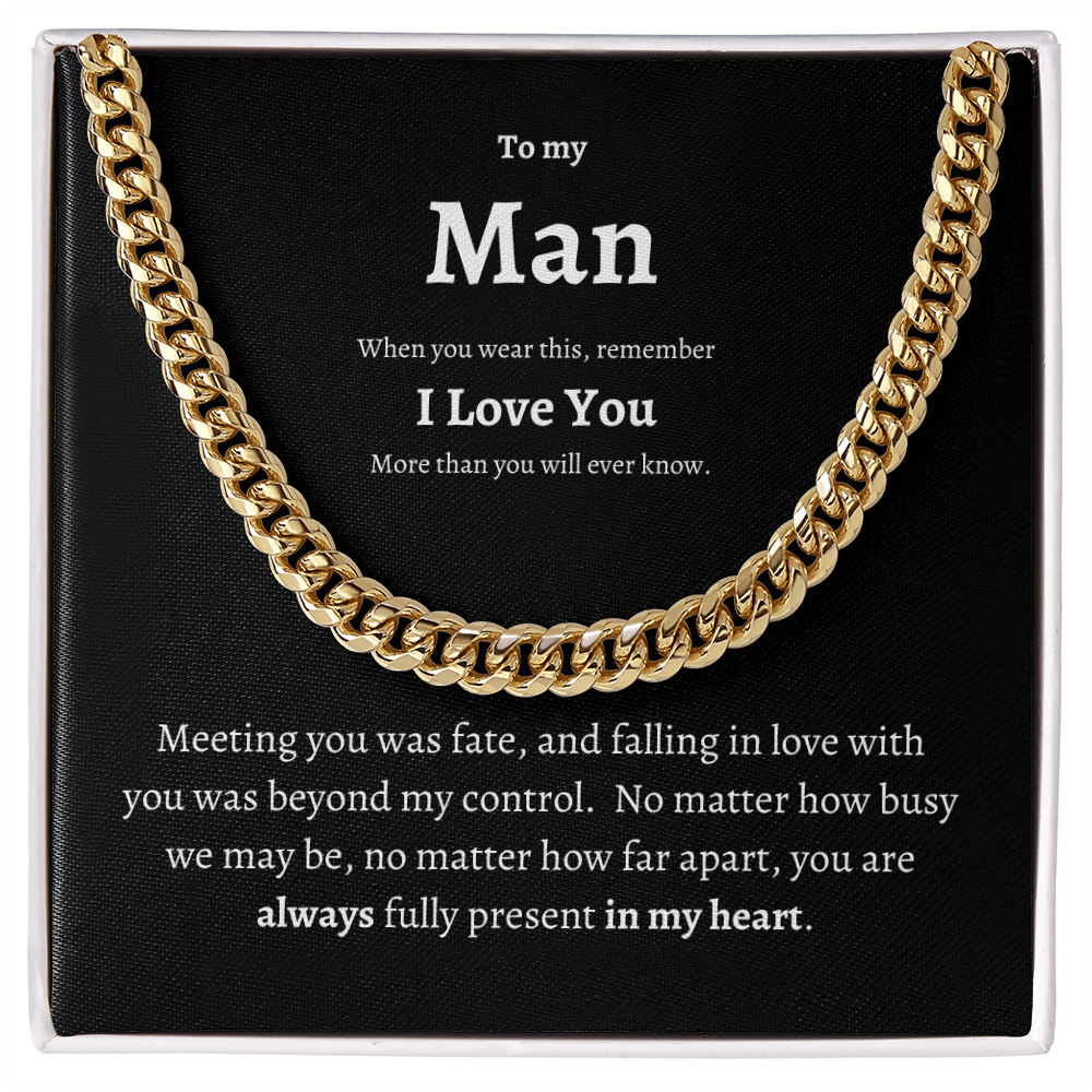 To My Man Cuban Chain | Boyfriend Necklace | Boyfriend Gift | Anniversary Gift