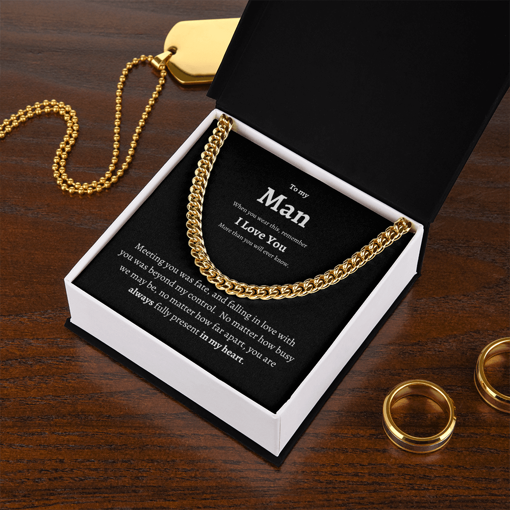 To My Man Cuban Chain | Boyfriend Necklace | Boyfriend Gift | Anniversary Gift
