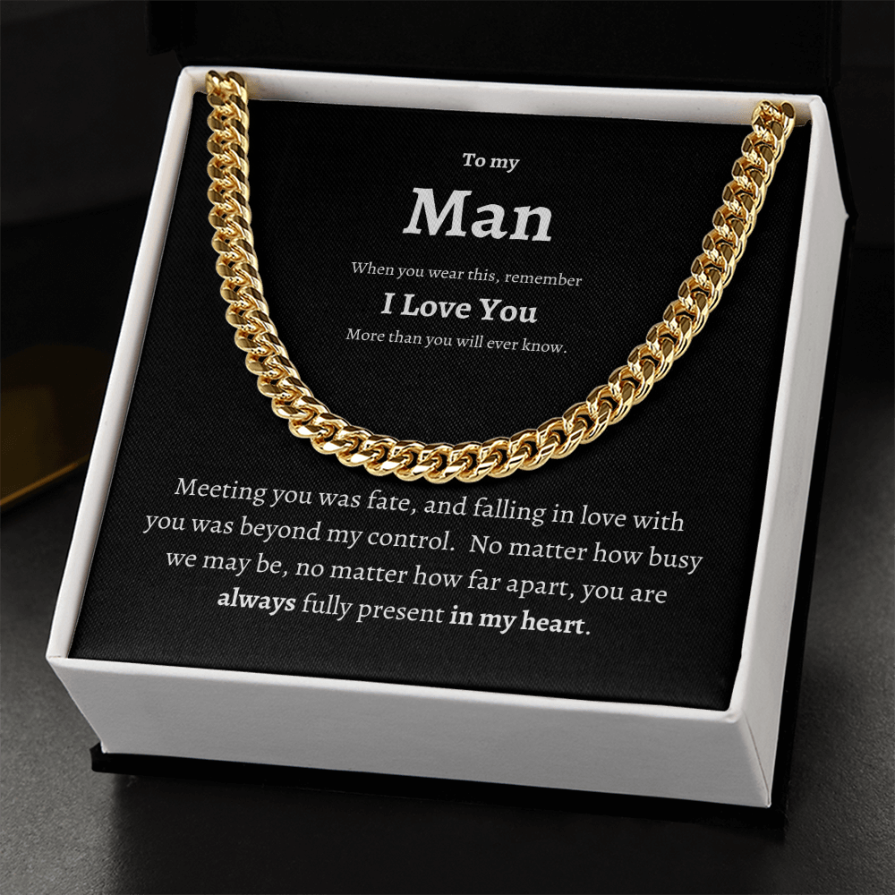 To My Man Cuban Chain | Boyfriend Necklace | Boyfriend Gift | Anniversary Gift