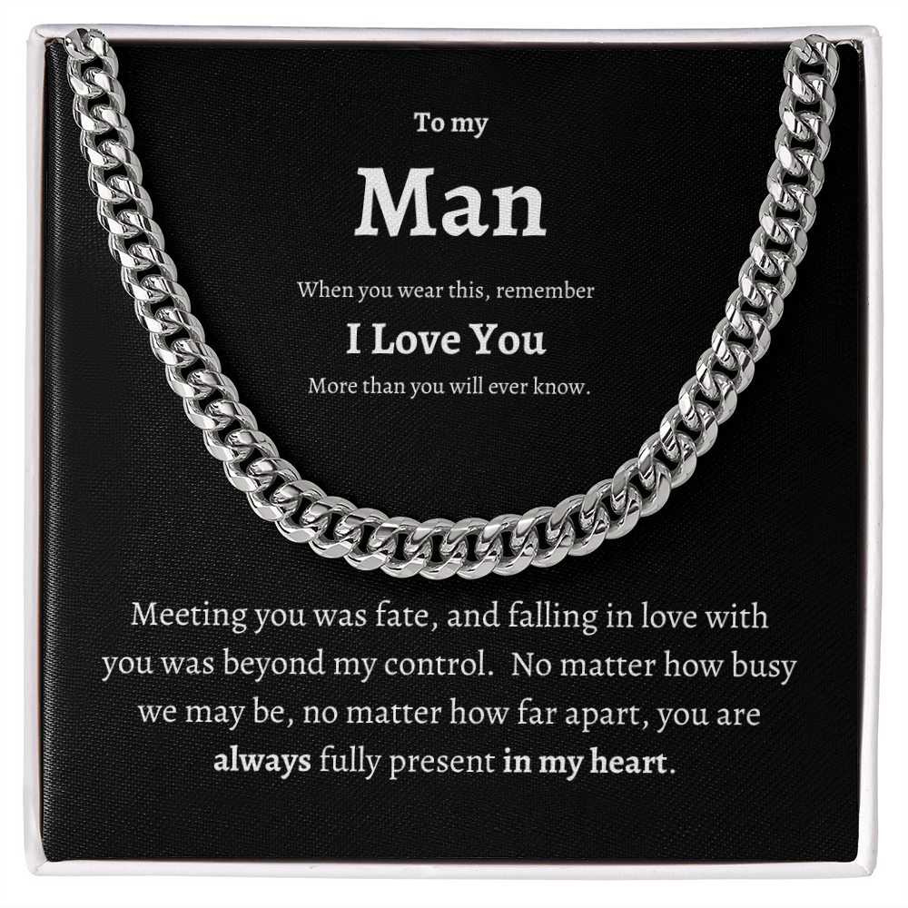 To My Man Cuban Chain | Boyfriend Necklace | Boyfriend Gift | Anniversary Gift