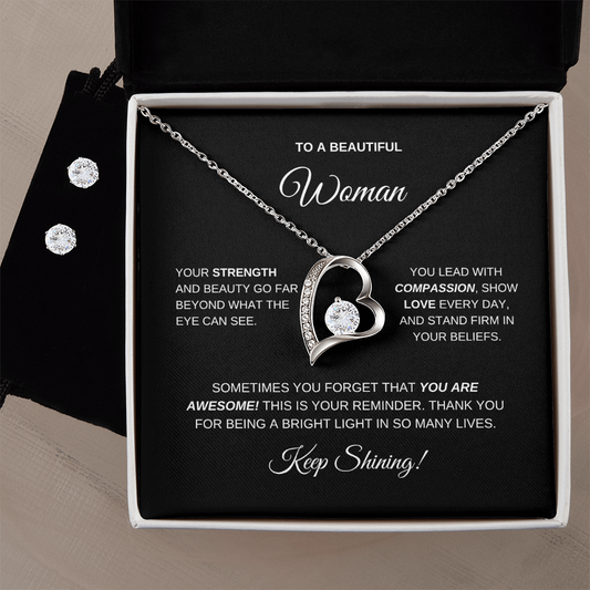 Earring and Necklace Heart Set for Mom | Daughter| Wife | Sister| Bridesmaids | Friend