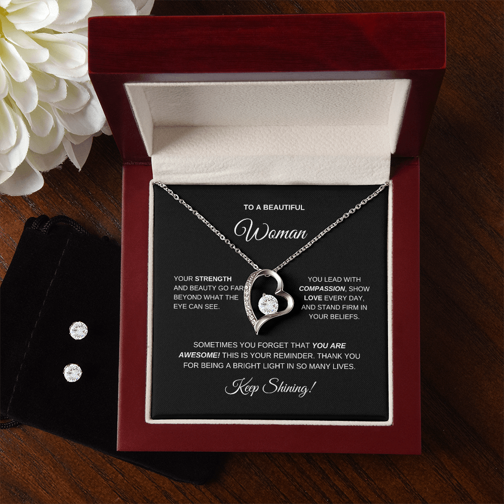 Earring and Necklace Heart Set for Mom | Daughter| Wife | Sister| Bridesmaids | Friend