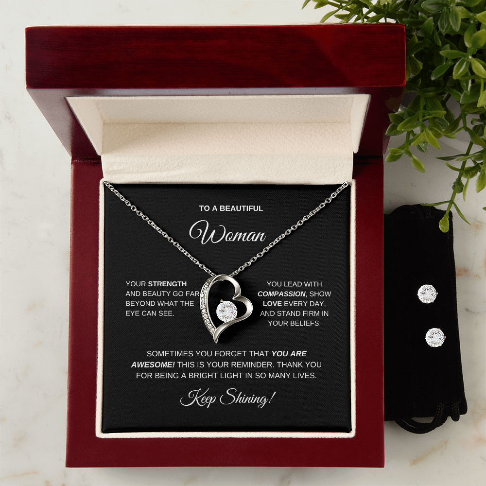 Earring and Necklace Heart Set for Mom | Daughter| Wife | Sister| Bridesmaids | Friend