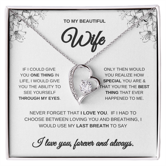 To My Beautiful Wife Forever Heart Necklace | Wife Gift | Wife Anniversary Gift | Wife Surprise Gift